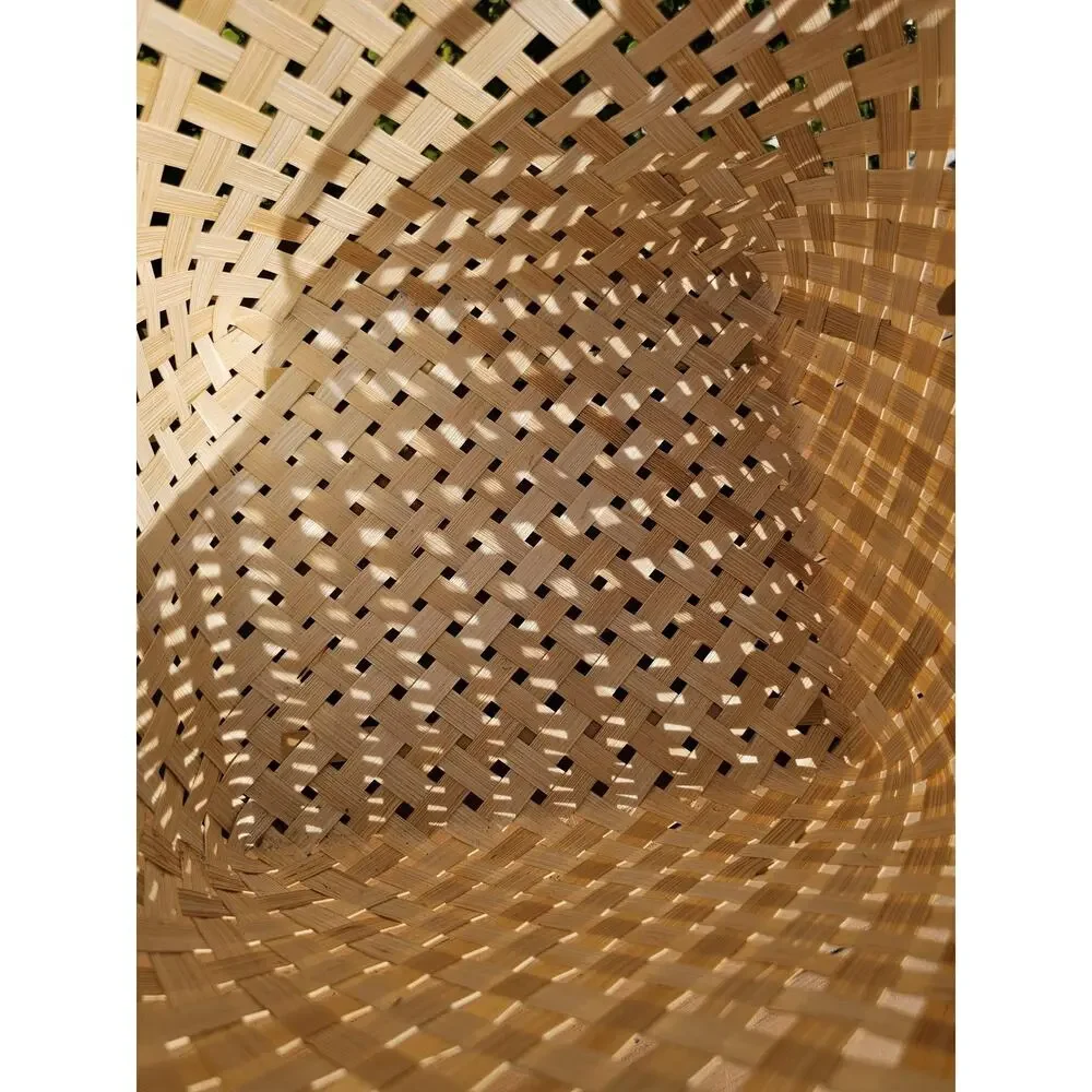 Vintage Woven Bamboo Basket with Handles